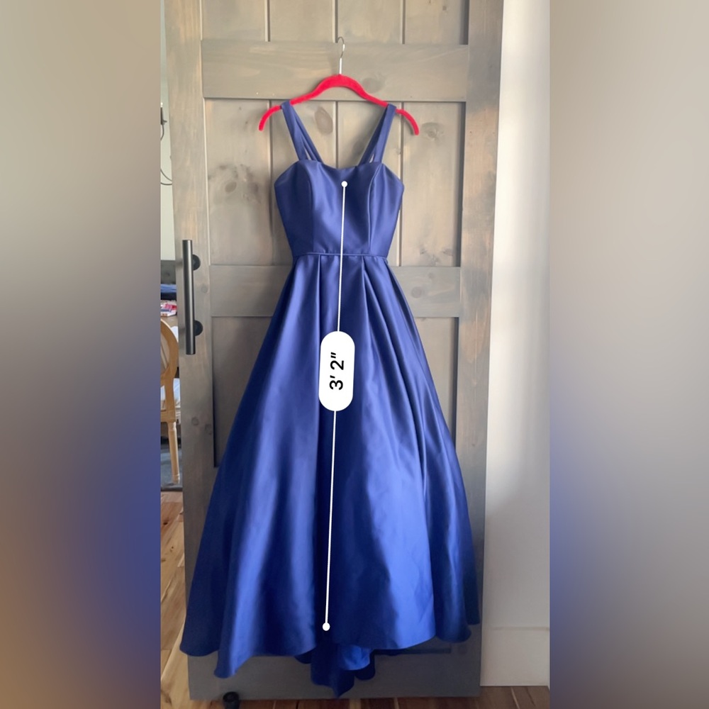 Blue Halter Sleeveless A-line Prom Dress - Picture 5 of 7